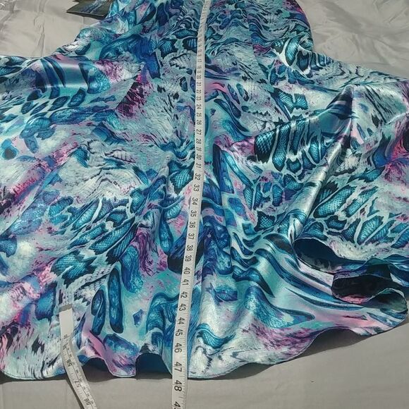 NWT LaFee E4053 One Shoulder Silver Sequin, Purple/Turquoise Prom Dress 10 - Picture 10 of 14